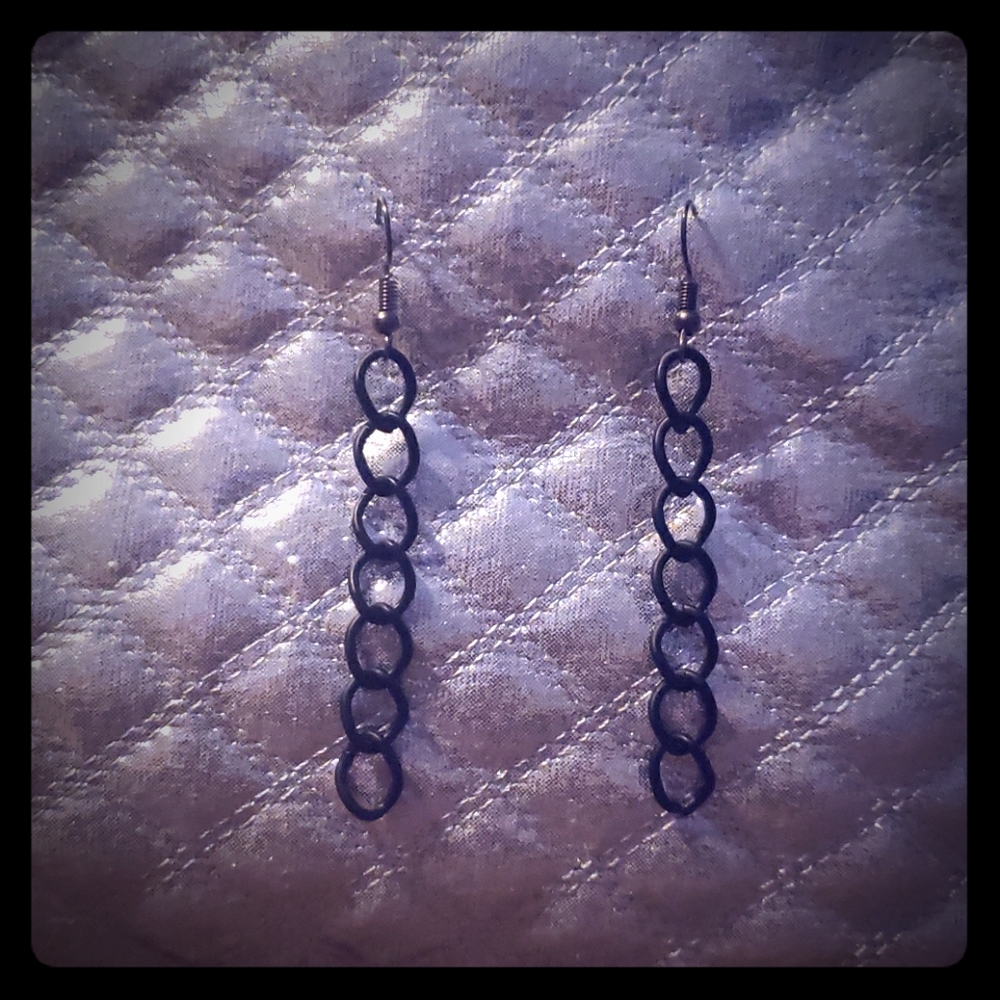 Cute Black dangle chain earrings